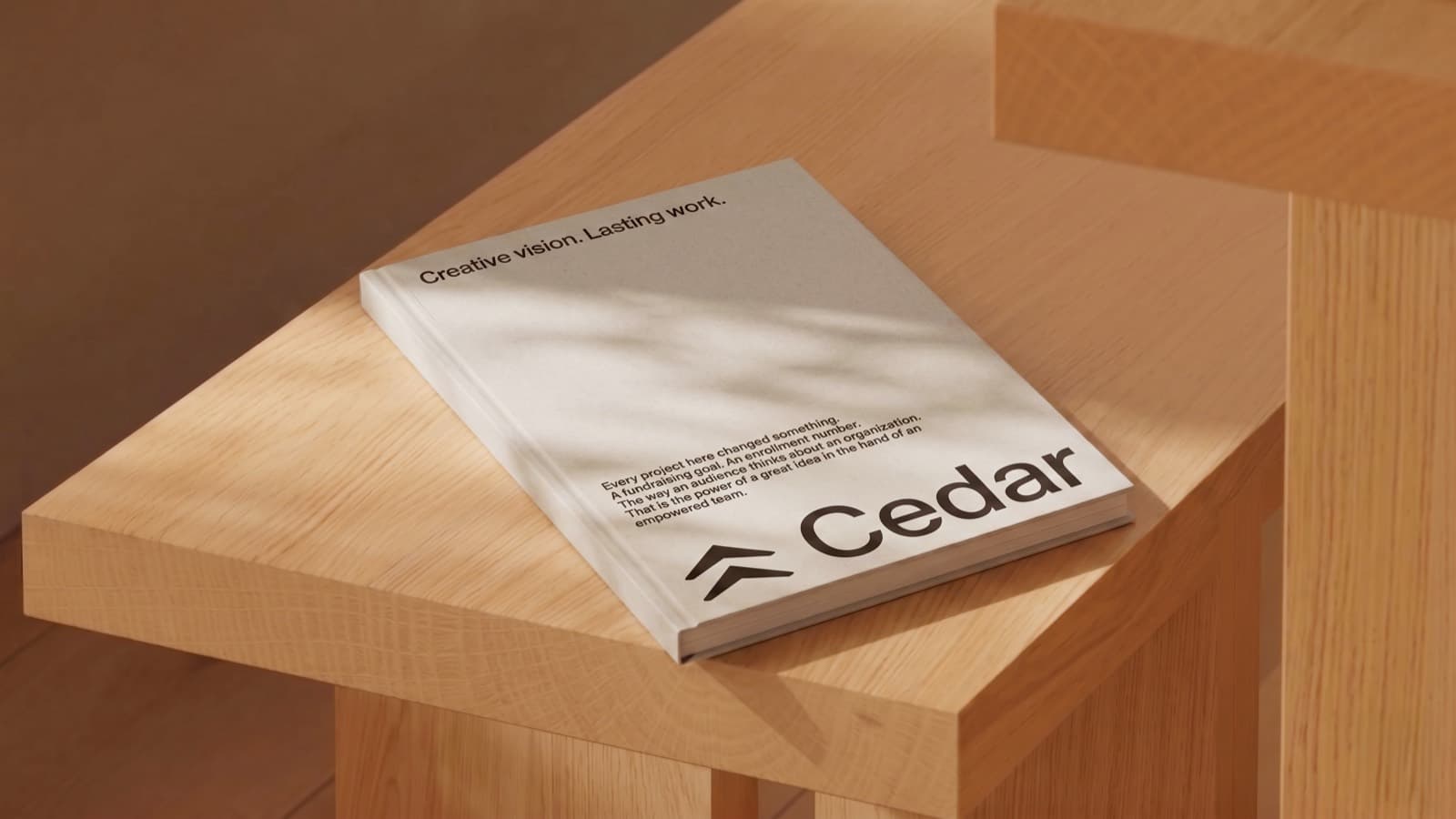 Cedar brand book on an oak table