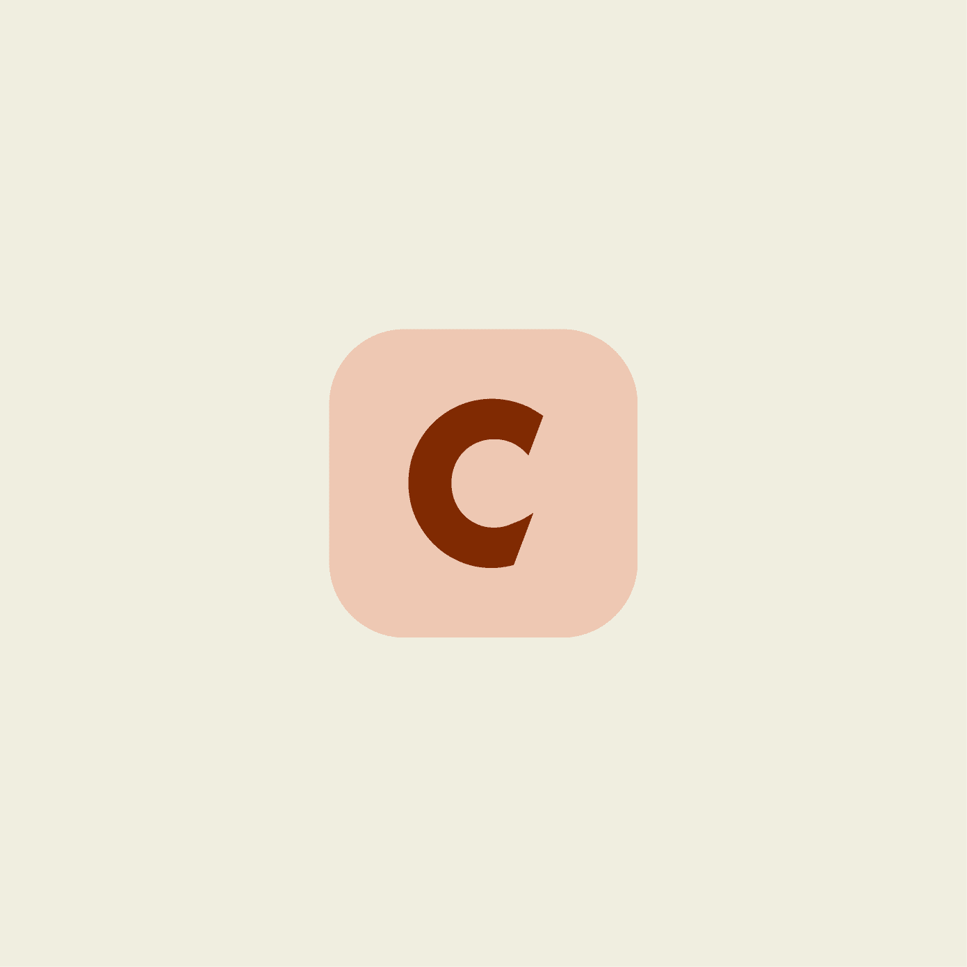 Caravan app icon: a coral C on a cream tile