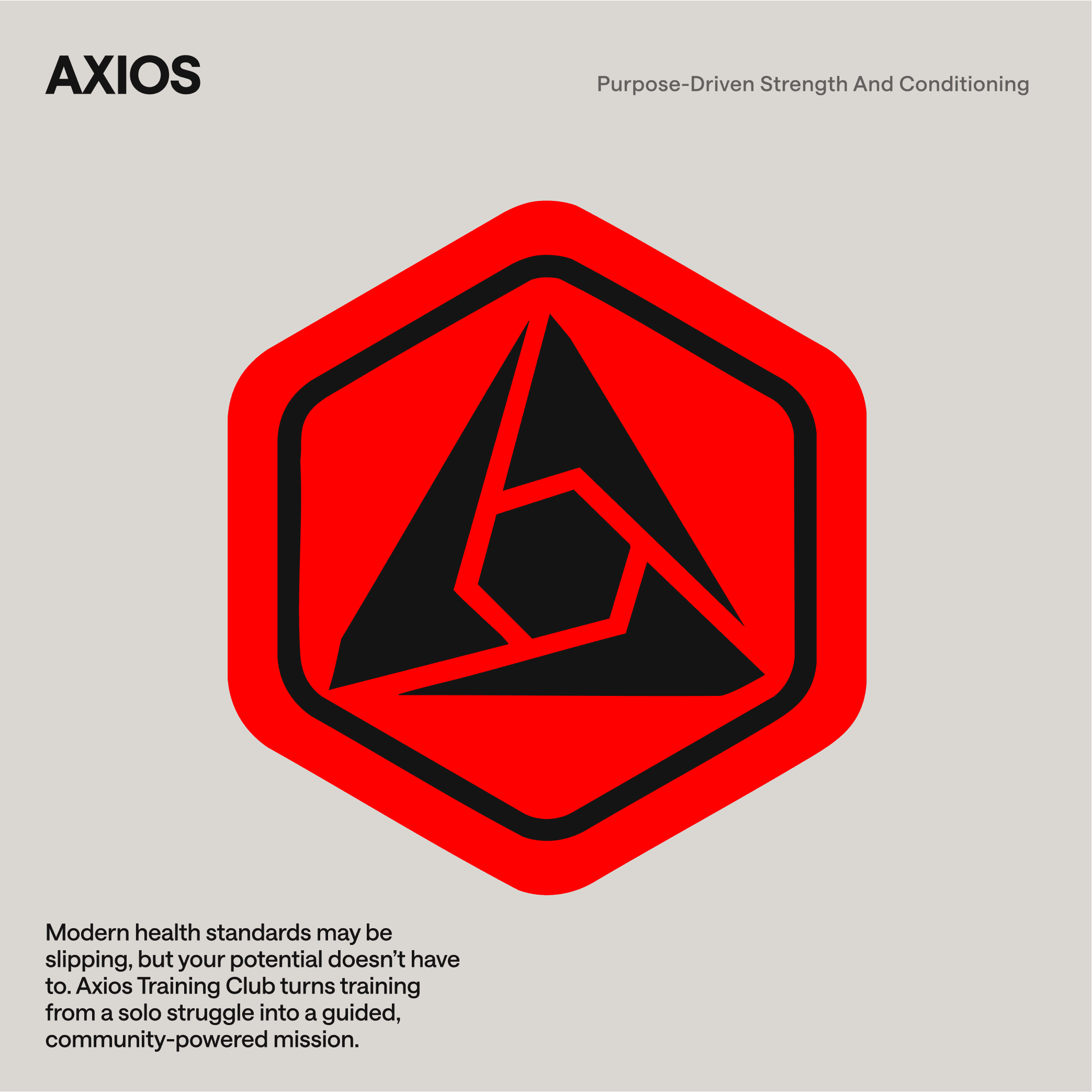 Axios brand card with mark and positioning line