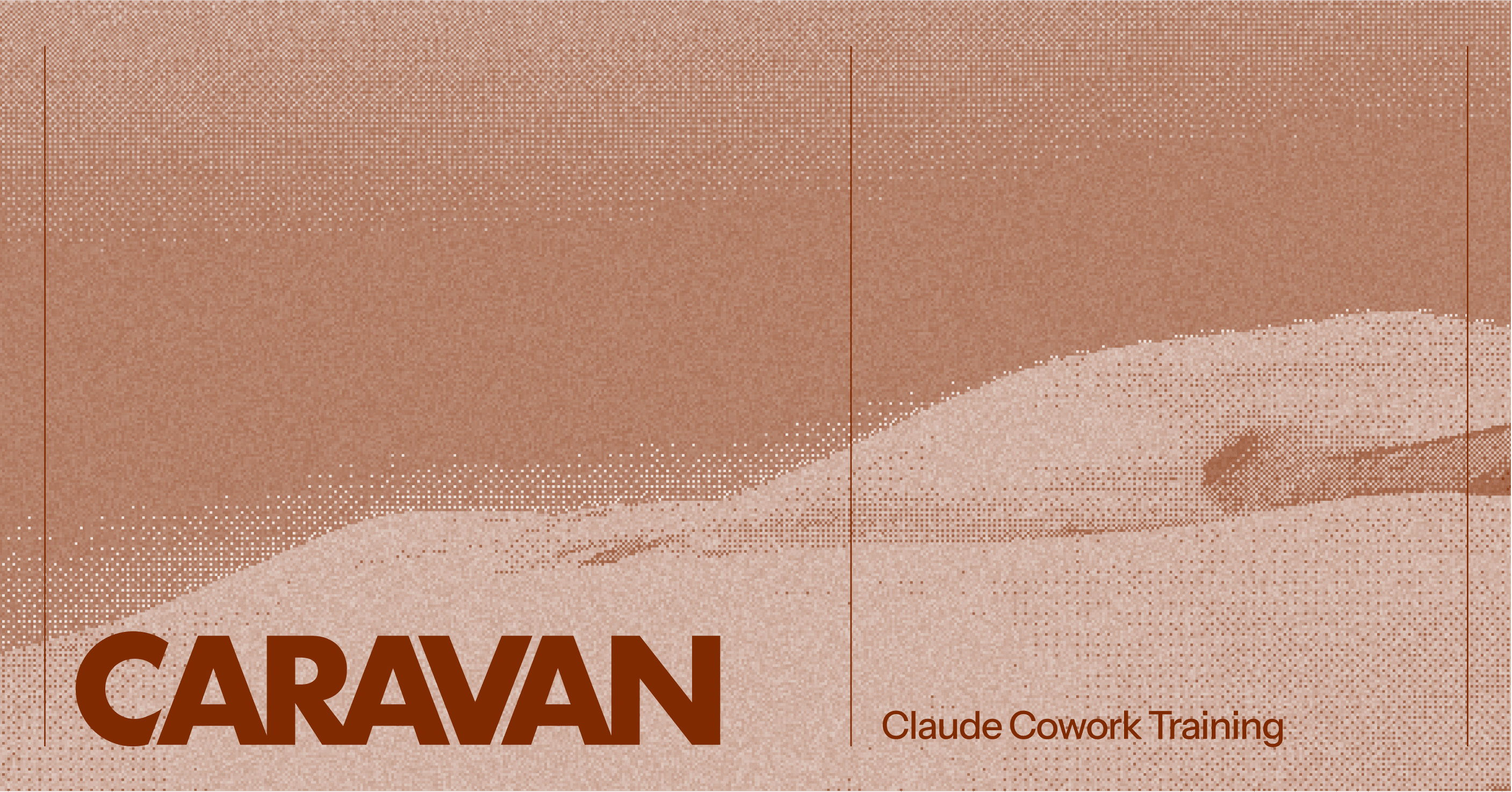 Caravan wordmark over a Red Clay halftone landscape: Claude Cowork Training